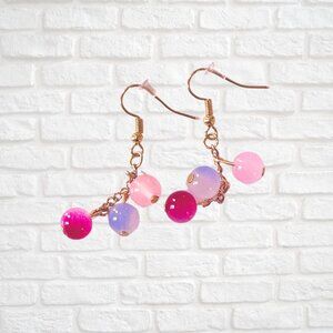 Tri-Color Glass Bead Earrings